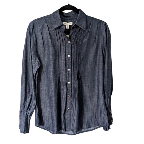 Coldwater Creek Lyocell Soft Pintuck Detailed Button-up Shirt Size PS (6-8) - Picture 1 of 5